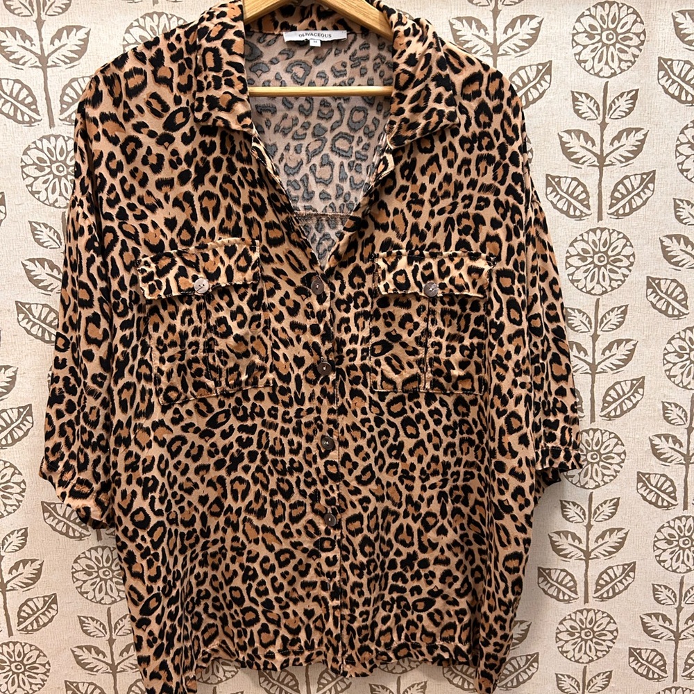 Olivaceous Animal Print Blouse